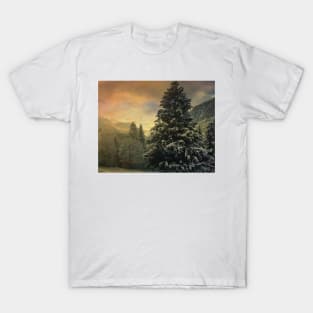 Sunset Snow Forest T-Shirt